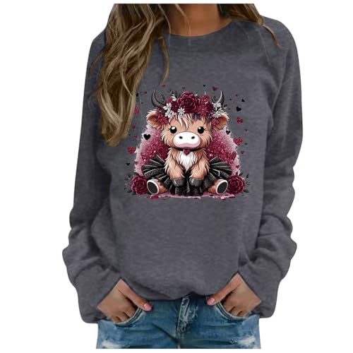 Klamotten Teenager Mädchen, Sweatshirt Damen Ohne Kapuze Pullover - Oversize Sweater Aufdruck Shirt Vintage Langarmshirt Teenager Mädchen Übergroße Oversized Rundhals Oberteil von Sanaryun