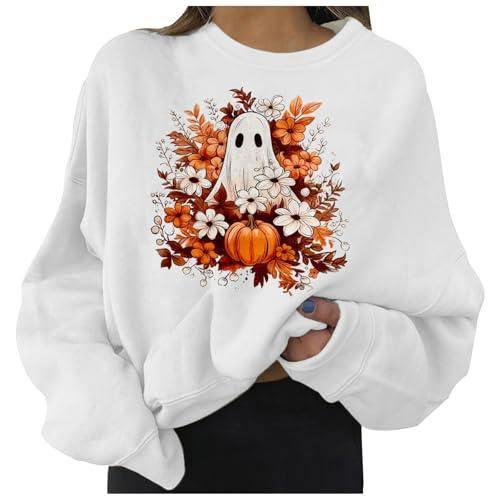 Klamotten Teenager Mädchen, Sweatshirt Damen Oversize Pullover - Langarmshirt Ohne Kapuze Shirt Print Tops Locker Große Größen Pulli Übergroße Vintage Oversized Rundhals Oberteil von Sanaryun