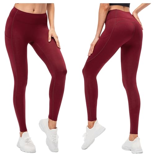 Leggings Damen Mit Taschen, Leggings Damen High Waist Sporthose - Yogahose Verdickt Warm Sportleggins Yoga Hose Mit Taschen Sport Wanderleggings Lang Reitleggings Bauchweg Blickdicht Fitnesshose von Sanaryun