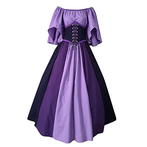 Mittelalter Kleidung Damen Halloween Kostüm - Renaissance Viktorianisches Prinzessin Fairy Dress Wikinger Kleidung Mädchen Große Größen Maxikleid Gotisch Karneval Halloween Party Retro Kleider von Sanaryun