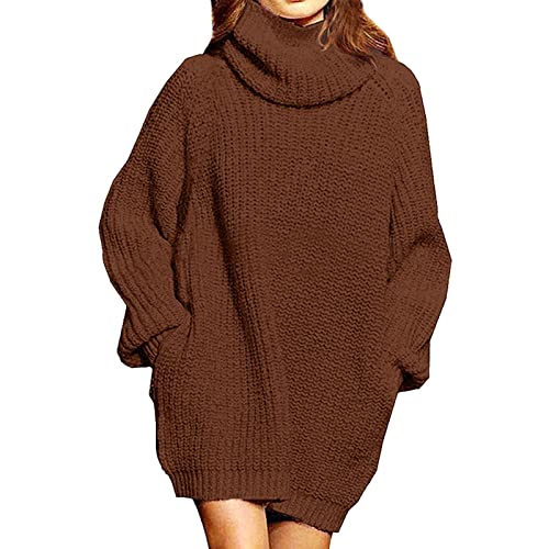 Oversize Pullover Damen, Rollkragenpullover Damen Elegant Winter Pullover - Pulli Vintage Oversize Hoodie Strickpullover Basic Sweatshirt Langarm Lässiges Stricken Rollkragen Oberteile von Sanaryun