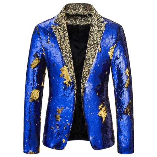 Pailletten Weste Herren, Angebot Des Tages, Glitzer Anzug Herren Bunt Sakko Pailletten Festlich Blazer Party Anzugjacke Ein Knopf Outwear Elegant Smoking Jackett Freizeit Weihnachten Jacke Festival Ou von Sanaryun