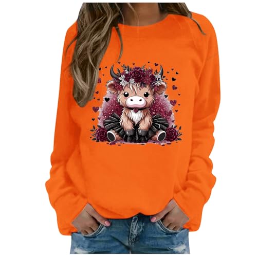 Pulli Teenager Mädchen, Pullover Damen Ohne Kapuze Sweatshirt - Oversize Longsleeve Sweater Locker Tops Casual Langarmshirt Übergroße Vintage Oversized Rundhals Oberteil von Sanaryun