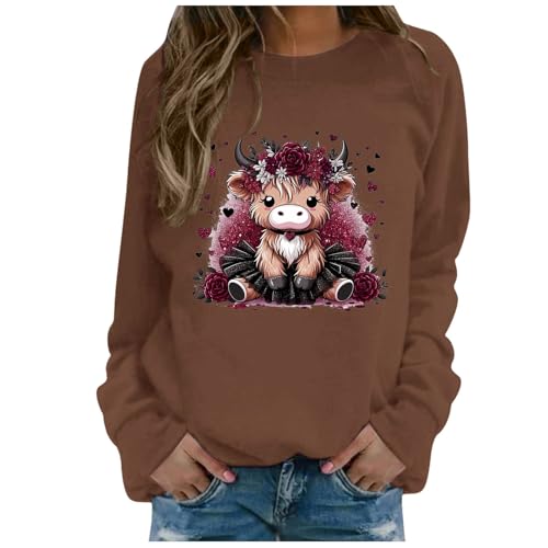 Pulli Teenager Mädchen, Sweatshirt Damen Ohne Kapuze Pullover - Oversize Sweater Aufdruck Shirt Vintage Langarmshirt Teenager Mädchen Übergroße Oversized Rundhals Oberteil von Sanaryun