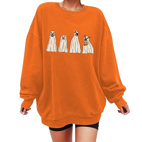 Pulli Teenager Mädchen, Sweatshirt Damen Ohne Kapuze Pullover - Pulli Große Größen Shirt Tops Aufdruck Langarmshirt Oversize Print Übergroße Vintage Oversized Rundhals Oberteil von Sanaryun