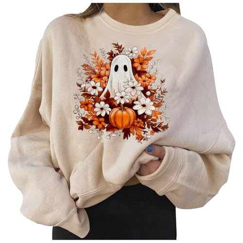 Pulli Teenager Mädchen, Sweatshirt Damen Rundhals Pullover - Große Größen Pulli Frauen Tops Teenager Mädchen Locker Vintage Sweater Sport Streetwear Sweatshirts Ohne Kapuze von Sanaryun