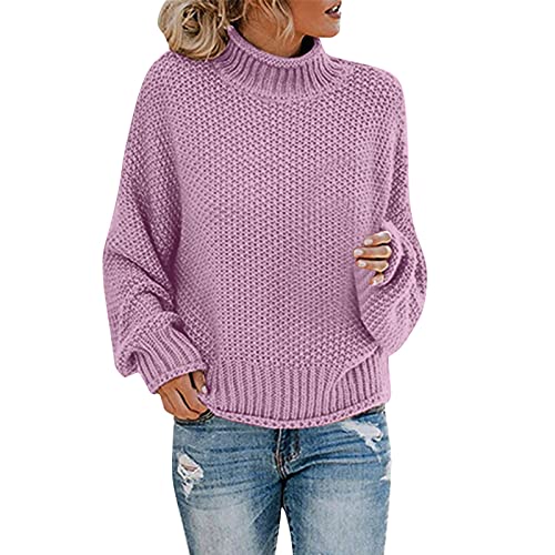 Pullover Damen Elegant, Pullover Damen Winter Rollkragenpullover - Sport Vintage Pulli Basic Oversize Bluse Longsleeve Sweatshirt Casual Strickpullover Lose Warm Outwear Oberteile von Sanaryun