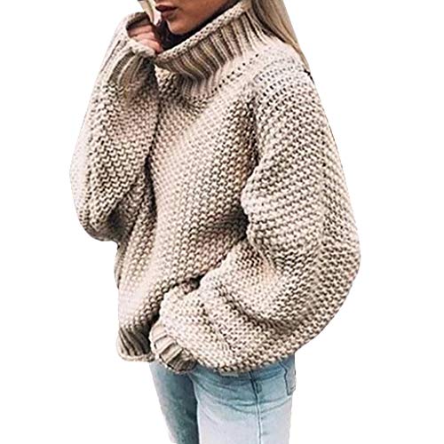 Pullover Damen Elegant, Strickpullover Damen Winter Rollkragen Pullover - Oversize Longsleeve Langarmshirt Baumwolle Vintage Pulli Elegant Winterpullover Casual Lose Langarm Oberteile von Sanaryun