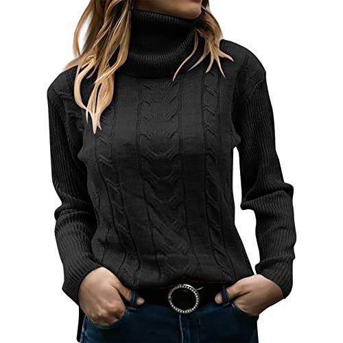 Pullover Damen Winter, Tagesangebote Heute, Strickpullover Damen Cable Knit Rollkragenpullover Oversize Langarm Pullover Winter Warm Grobstrickpullover Pulli Casual Weich Jumper Sweater von Sanaryun