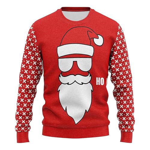 Pullover Weihnachten Damen, Lustiger Weihnachtspullover Damen Herren Xmas Pullover Hässliche 3D Strickpullover Ugly Christmas Rundhals Sweater Weihnachtspulli Familie Weihnachtskostüme Für Weihnachten von Sanaryun