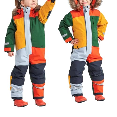 Schneeanzug Kinder Winddicht Mit Kapuze Skioverall Fleece Wasserdicht Schneeoverall Verdickt Atmungsaktiv Skianzug Für Jungen Mädchen Winter Warm Winteranzug Schneeoverall Unisex von Sanaryun