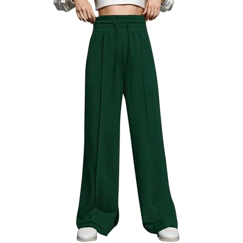 Sporthose Damen Baggy Jogginghose - Weite Hohe Taille Yogahose Weites Bein Kordel Yoga Pants Bauchkontrolle Jogging Freizeithose Leicht Hose Mit Taschen Wide Leg Einfarbig Sweatpants von Sanaryun