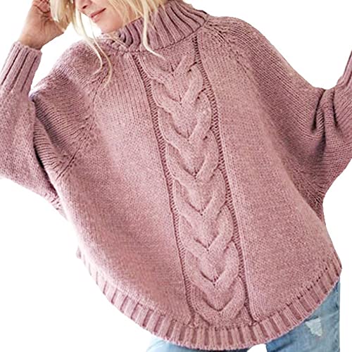 Strickpullover Damen Oversize, Pullover Damen Oversize Rollkragen Strickpullover - Basic Sweatjacke Sport Hoodie Langarmshirt Elegant Longsleeve Langarm Pulli Lässig Oberteile Herbst Winter Tops von Sanaryun