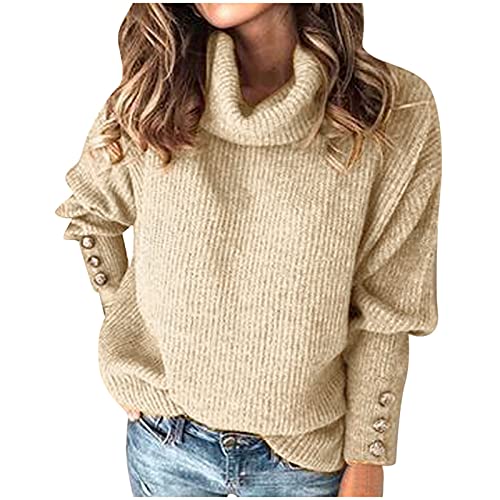 Strickpullover Damen Oversize, Pullover Damen Rollkragen Oversize Strickpullover - Sweatshirt Winter Hoodie Longsleeve Basic Pulli Elegant Langarmshirt Herbst Casual Oberteile Langarm Tops von Sanaryun