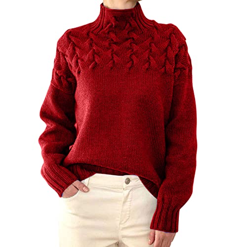 Strickpullover Damen Oversize, Pullover Damen Winter Winterpullover - Sweatjacke Oversize Sport Sweatshirt Longsleeve Strickpullover Elegant Basic Pulli Slim Fit Tops Stretch Casual Langarmshirt von Sanaryun