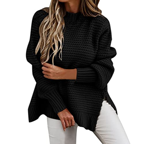 Strickpullover Damen Oversize, Strickpullover Damen Winter Elegant Pullover - Langarmshirt Sport Oversize Vintage Sweatjacke Longshirt Longsleeve Oberteil Sweatshirt Langarm Oberteile Casual von Sanaryun