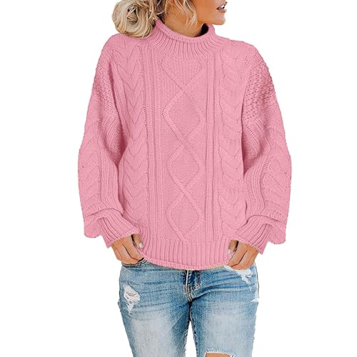 Sweater Damen, Winterpullover Damen Elegant Winter Strickpullover - Sweatshirt Vintage Pulli Oversize Hoodie Basic Bluse Rollkragen Longshirt Langarm Oberteile Casual Langarmshirt von Sanaryun