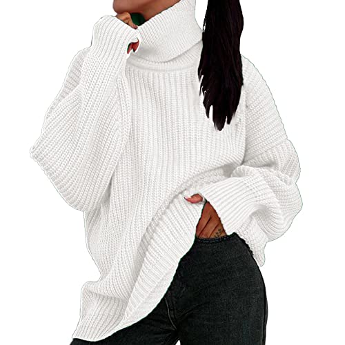 Sweater Damen, Winterpullover Damen Winter Elegant Pullover - Pulli Basic Sweatjacke Langarmshirt Rollkragen Sweatshirt Oversize Vintage Fall Strickpullover Langarm Oberteile von Sanaryun