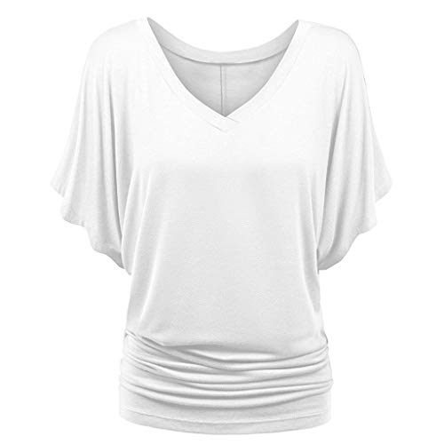 T-Shirt DamenLässig Sommer Bluse Tunika Tops elegant V-Ausschnitt Casual Oberteile Tshirt Bedrucken Lose Kurzarm T-Shirt t Shirt von Sanaryun