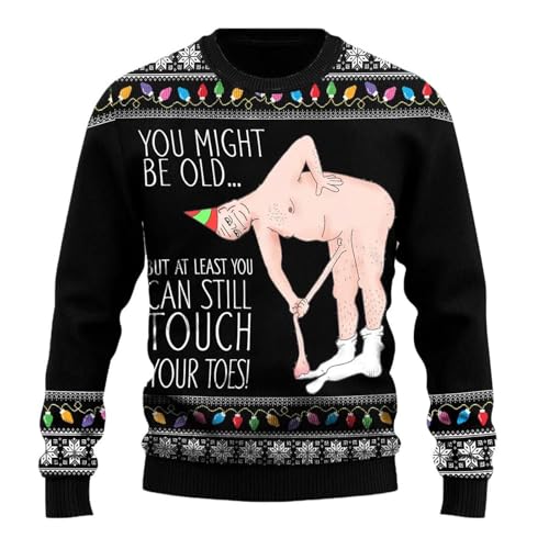 Ugly Christmas Sweater Damen, Abstrakt Ugly Christmas Sweater Herren Damen Lustig Weihnachtspullover Jingle Balls Print Strickpullover Hässliche Weihnachtsmann Weihnachtspullis Rundhals Sweatshirt Per von Sanaryun