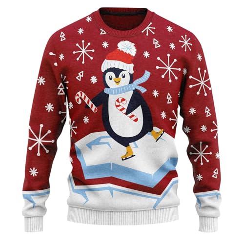 Ugly Sweater, Angebot des Tages, Hässliche Weihnachtspullover Herren Damen Rundhals Sweatshirt Weihnachten Pullover Warme Langarm Ugly Christmas Sweater Kordelzug Mit Kapuze Xmas Pulli von Sanaryun