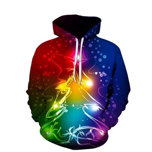 Ugly Sweater Angebote, Weihnachts Hoodie Herren 3D Druck Hässliche Weihnachtspullover Ugly Christmas Sweater Für Männer Lustig Rentier X-Mas Sweatshirt Merry Christmas 3D Pullover von Sanaryun