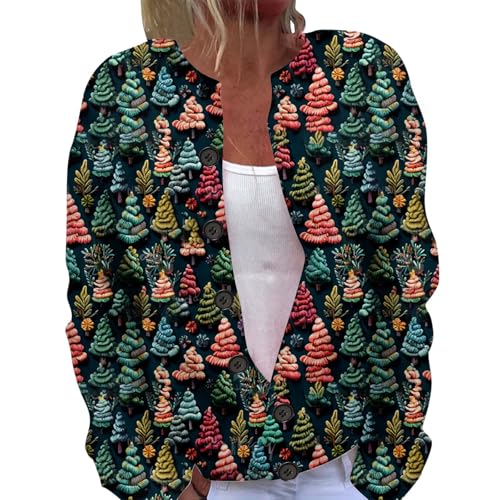 Weihnachts Strickjacke Damen Kurz Weihnachtspullover Große Größen Weihnachts Frauen Sassy Langarm Knöpfen Knopfleiste Lustig Sweatjacke von Sanaryun