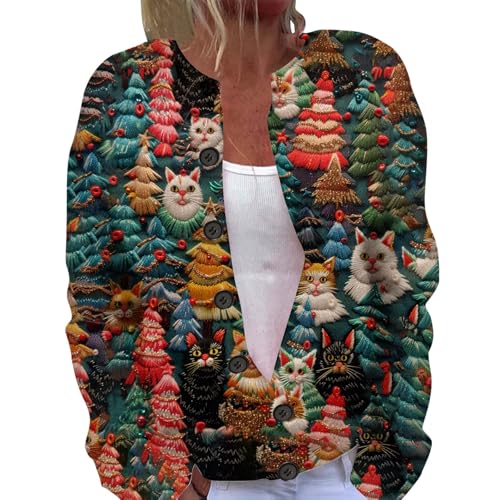 Weihnachts Strickjacke Damen Kurz Weihnachtspullover Große Größen Weihnachts Frauen Sassy Langarm Knöpfen Knopfleiste Lustig Sweatjacke von Sanaryun