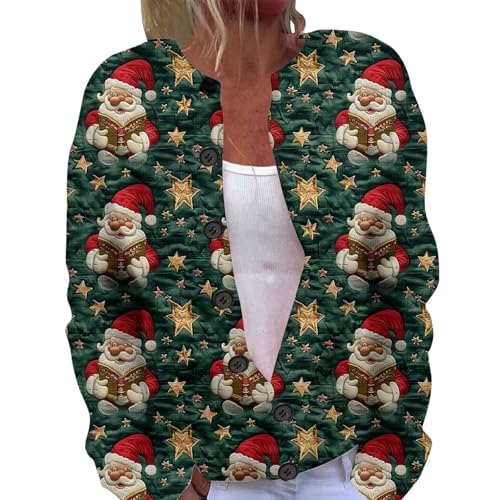 Weihnachts Strickjacke Damen Kurz Weihnachtspullover Große Größen Weihnachts Frauen Sassy Langarm Knöpfen Knopfleiste Lustig Sweatjacke von Sanaryun