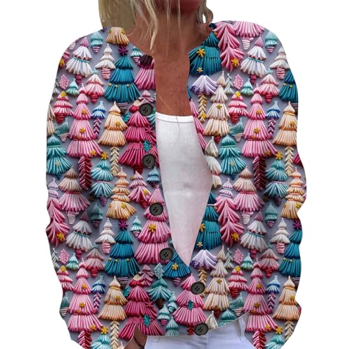 Weihnachts Strickjacke Damen Kurz Weihnachtspullover Große Größen Weihnachts Frauen Sassy Langarm Knöpfen Knopfleiste Lustig Sweatjacke von Sanaryun