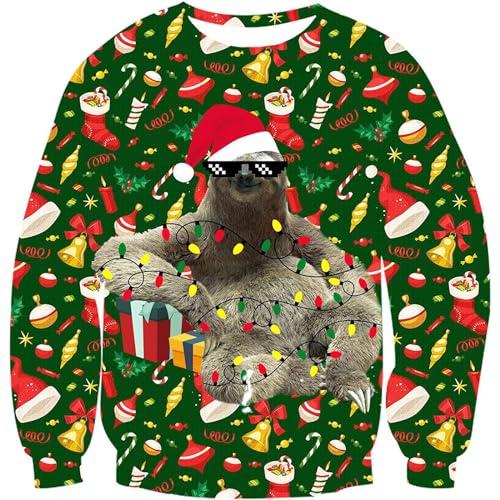 Weihnachts Tshirt Herren, Warehouse Deal Retourenware, Hässlicher Weihnachtspullover Herren Lustig Ugly Baumwolle Christmas Sweater Weihnachtspulli Weihnachtsshirt Weihnachts Tshirt Mit 3D Drucke Für von Sanaryun