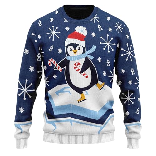 Weihnachtspullover Damen, Sale Angebote, Hässliche Weihnachtspullover Herren Damen Rundhals Sweatshirt Weihnachten Pullover Warme Langarm Ugly Christmas Sweater Kordelzug Mit Kapuze Xmas Pulli von Sanaryun