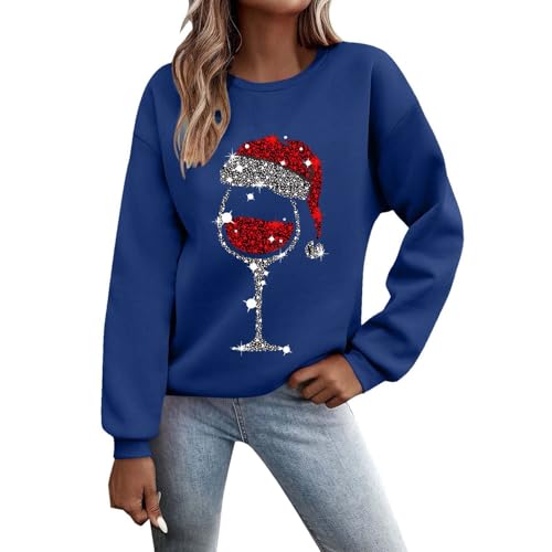 Weihnachtspullover Damen Elegant Weihnachten Rundhals Langarm Sweatshirt Shirts Damen Weihnachts Pullover Christmas Sweat Oberteile Tops für Frauen von Sanaryun