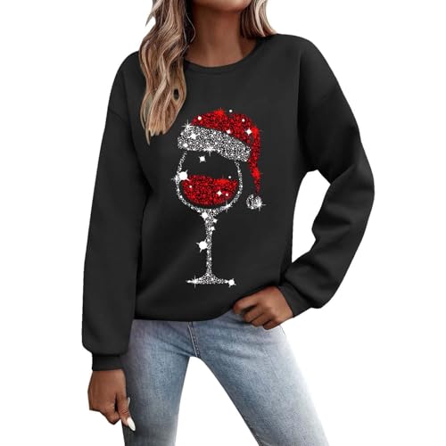 Weihnachtspullover Damen Elegant Weihnachten Rundhals Langarm Sweatshirt Shirts Damen Weihnachts Pullover Christmas Sweat Oberteile Tops für Frauen von Sanaryun