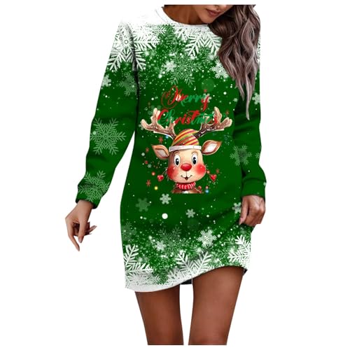 Weihnachtspullover Familie Set, Weihnachtskleid Damen Rundhals Weihnachtspullover Pullikleid Langer Pulloverkleid Kleider Pullover Langarm Wickelkleid Schneeflocken Muster Bequem Für Winter Weihnachts von Sanaryun