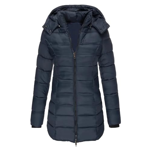 Winterjacke Damen Warm, Damen Daunenmantel Lang Warm Winter Jacke Mantel Mit Kapuze Steppmantel Lang Gefüttert Steppjacke Outdoor Wintermantel Daunenjacke Frauen Zipper Mantel Puffer Skijacke Dicke Wi von Sanaryun