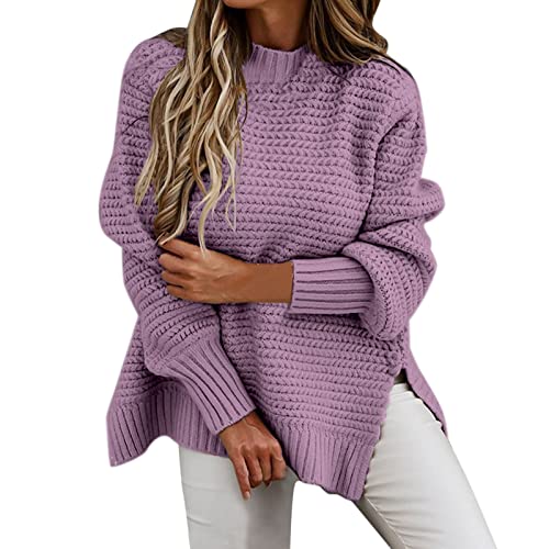 Winterpullover Damen, Winterpullover Damen Winter Rollkragen Strickpullover - Oversize Pullover Sport Elegant Basic Hoodie Langarmshirt Langarm Gestrickte Oberteile Casual Pulli Bluse von Sanaryun