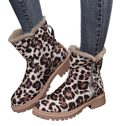 Winterschuhe Damen, Winterstiefel Damen Warm Gefüttert Schneestiefel Boots Seitlicher Reißverschluss Winterboots Bequem Schlupfstiefel Knöchelhohe Damenstiefel Stiefel Winter Wasserdicht Flock Stiefel von Sanaryun