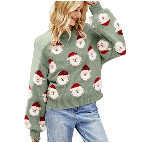 pullover & strickjacken für damen, tagesangebote heute, Weihnachtspullover Damen Weihnachten Pullover Gestrickte Christmas Pullover Weihnachtsmann Rundhalsausschnitt Drucken Lange Sleeve Weihnachten S von Sanaryun