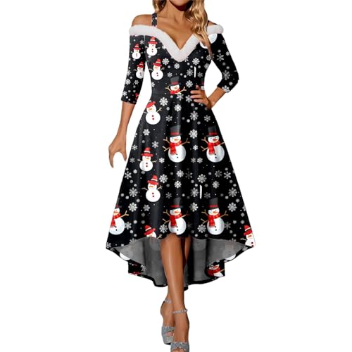 weihnachtspulli damen, weihnachtskleid damen Langarm Weihnachtsdruck Strapskleid Vintage Rockabilly Kleider Elegant Weihnachtskleider Christmas Dresses Rot Festlich Festival für Mädchen A Linie Cockta von Sanaryun