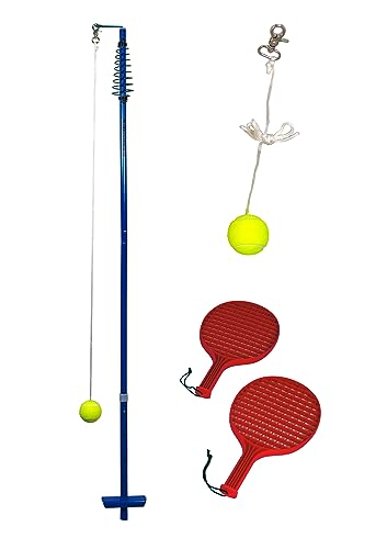 Sandora 2501001 Circletennis - Twistball - 3-teilig blau - rot mit Ersatzball für tollen Garten Spielspaß und jegliche Freizeitaktivität für Camping und Unterwegs EIN absolutes Kindervergnügen von Sandora