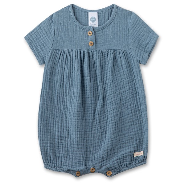 Sanetta - Newborn Unisex Overall Short Musseline - Overall Gr 68 blau/grau von Sanetta