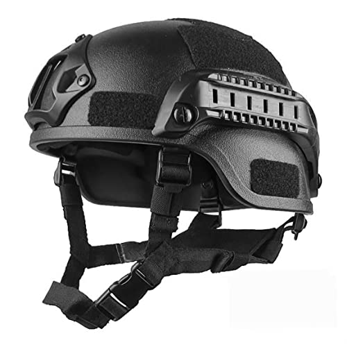 Schneller Helm für 56Cm-60Cm Universal Paintball Helm Gepolstert Multifunktionale Schutzhelme Verstellbare Seitenschiene Nvg Halterung für Outdoor Sport Jagd (Schwarz) von Sanfiyya