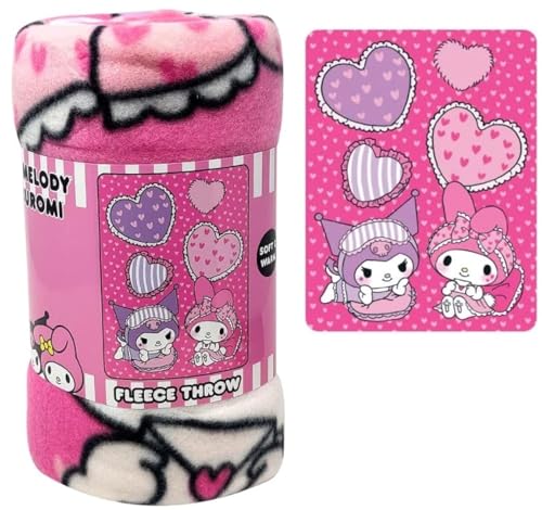 Sanrio Blanket-45'x60' Pink Soft Blanket My Melody Kuromi Fleece-Überwurfdecke, 114 x 152 cm, Rosa, weiche Decke, Rose, Throw Sanrio Blanket-45'x60' Pink Soft Blanket My Melody Kuromi Fleece-Überwurfdecke, 114 x 152 cm, Rosa, weiche Decke, Rose, Throw von Sanrio