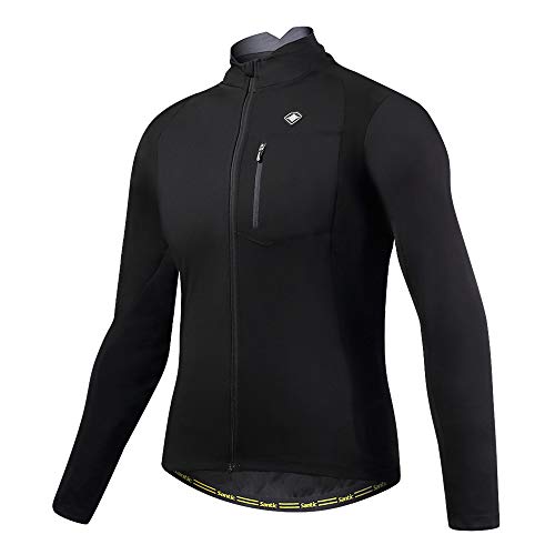 Santic Fahrradjacke Herren Winter Thermo Jacken Winddichte Laufjacke Leichte Atmungsaktiv Langarm von Santic