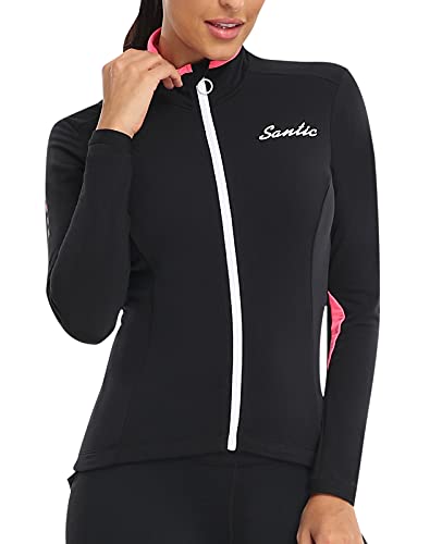 Santic Fahrradjacke für Damen Winter Thermo Jacken Winddichte Laufjacke Leichte Atmungsaktiv Langarm Reflektierend Reißverschlusstasche Schwarz M Santic Fahrradjacke für Damen Winter Thermo Jacken Winddichte Laufjacke Leichte Atmungsaktiv Langarm Reflektierend Reißverschlusstasche Schwarz M von Santic