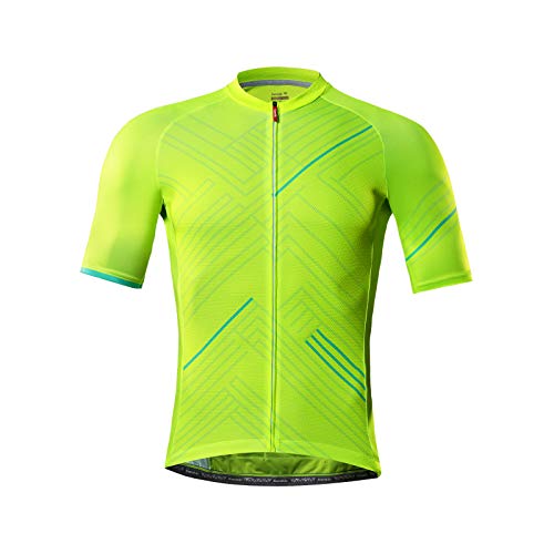 Santic Fahrradtrikot Herren Kurzarm Radtrikot Fahrradshirt Radshirt Kurzarm Sommer mit Taschen Grün EU L von Santic