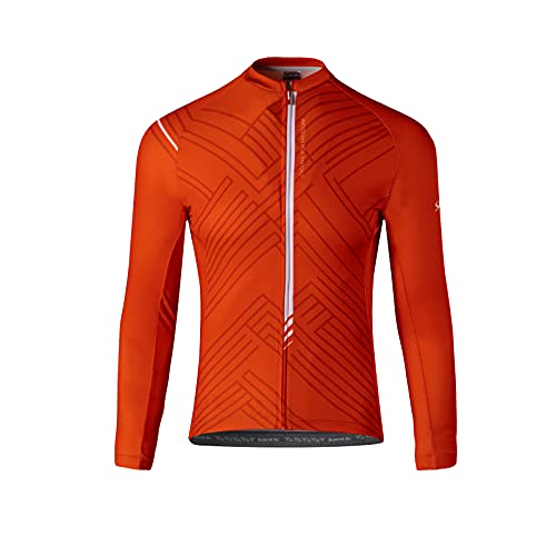 Santic Fahrradtrikot Herren Langarm Radtrikot Herren Fahrradshirt/Radshirt/Bikeshirt MTB mit Taschen Rot EU M von Santic