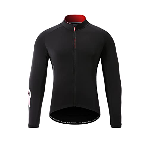 Santic Fahrradtrikot Herren Langarm Radtrikot Winter Fahrradshirt Herren Atmungsaktiv mit Taschen Schwarz EU XXXL von Santic