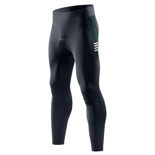 Santic Herren Fahrradhose Lange Gepolstert Kompression Radlerhose Leggings Radsport Hose für Männer Reißverschlusstasche Radhose Sitzpolster Reflektierend Elastische Atmungsaktive Blau XXXL von Santic